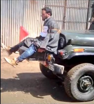 Major tied a Kashmiri to a military vehicle as a precaution against stone-pelters